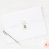 Sticker Rond Bébé en fleur Baby shower Succulent simple (Enveloppe)