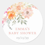 Sticker Rond Bébé en fleur | Douche florale à ressort Turquoise (Devant)