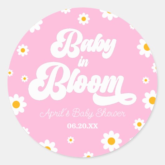 Sticker Rond Bébé En Fleur Fleur Fleur Fleur Fleur Baby shower  (Devant)