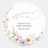 Sticker Rond Bébé En Fleur Fleur sauvage Baby shower Floral (Devant)