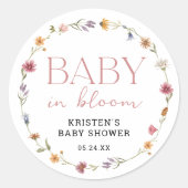 Sticker Rond Bébé En Fleur Fleur sauvage Floral Baby shower fil (Devant)