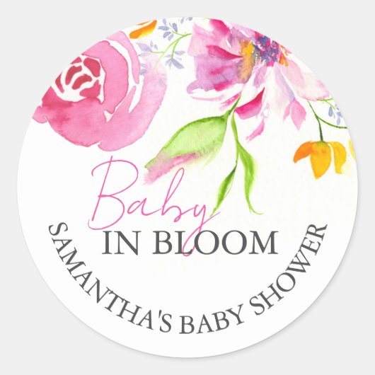 Sticker Rond Bébé En Fleur Floral Thème Merci (Devant)