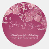 Sticker Rond Bébé En Fleur Printemps Cherry Blossom Douche (Devant)