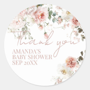 Sticker Rond Bébé en Fleur Roses roses roses Florales Fille Bab