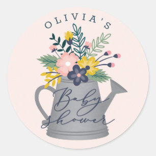 Sticker Rond Bébé en fleurs