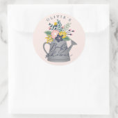 Sticker Rond Bébé en fleurs (Sac)
