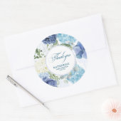 Sticker Rond Bébé en fleurs aquarelle baby shower bleu fleuri (Enveloppe)
