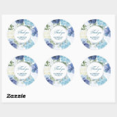 Sticker Rond Bébé en fleurs aquarelle baby shower bleu fleuri (Feuille)