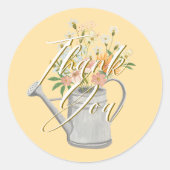 Sticker Rond Bébé en fleurs arrosage floral Can Merci douche (Devant)