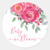 Sticker Rond Bébé en fleurs Baby shower floral (Devant)