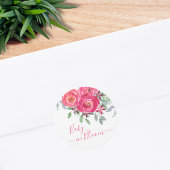 Sticker Rond Bébé en fleurs Baby shower floral