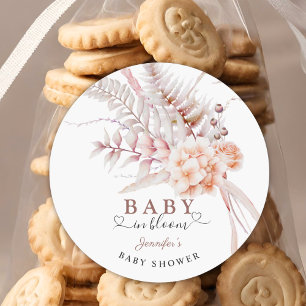 Sticker Rond Bébé en fleurs   Baby shower floral de printemps b