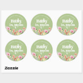 Sticker Rond Bébé en fleurs bébé sauvageonne remerciements pour (Feuille)