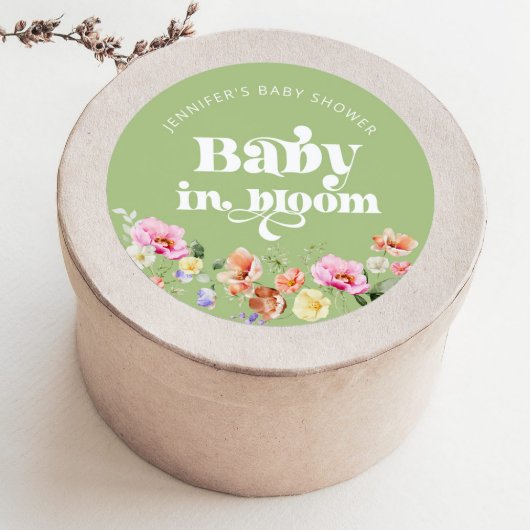 Sticker Rond Bébé en fleurs bébé sauvageonne remerciements pour