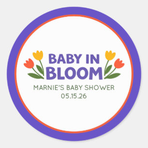 Sticker Rond Bébé en fleurs, couleur audacieuse, tulipe chic, B