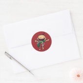 Sticker Rond Bébé enrobé dans les vaches pour Noël (Enveloppe)