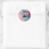 Sticker Rond BÉBÉ FAIRY AVEC DES POIDS EN PARKLES bleu rose ver (Sac)