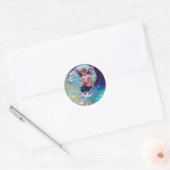 Sticker Rond BÉBÉ FAIRY AVEC DES POIDS EN PARKLES bleu vert (Enveloppe)
