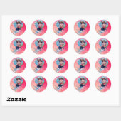 Sticker Rond BÉBÉ FAIRY AVEC DES POIGNES EN SPARKLES bleu rose (Feuille)