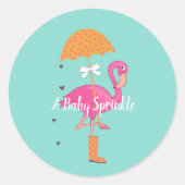Sticker Rond BÉBÉ Faisons une fête de douche Flamingle Sprinkle (Devant)