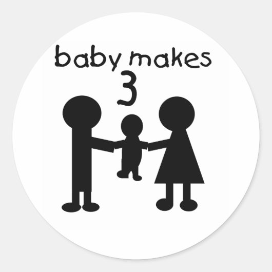 Sticker Rond Bébé Fait Trois (Devant)