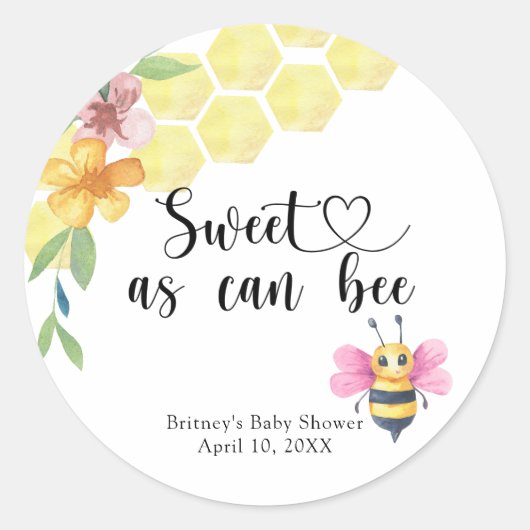 Sticker Rond Bébé fille abeille - doux comme peut l'être (Devant)