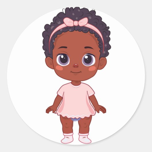Sticker Rond Bébé fille afro-américaine (Devant)