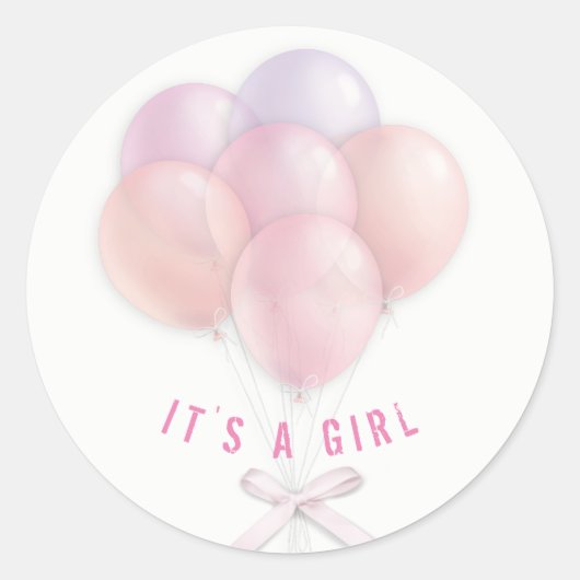 Sticker Rond Bébé Fille Ballons roses (Devant)