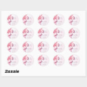 Sticker Rond Bébé Fille Cadeau Ruban Rose (Feuille)
