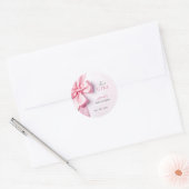 Sticker Rond Bébé Fille Cadeau Ruban Rose (Enveloppe)