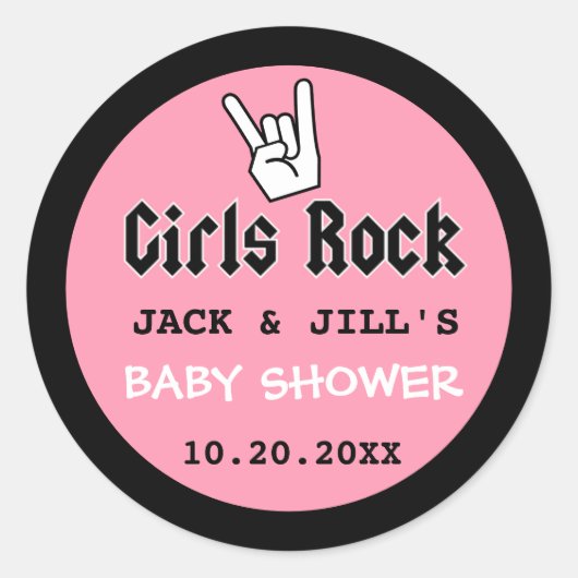 STICKER ROND BÉBÉ FILLE DOUCHE CONCERT INVITATION TICKET (Devant)