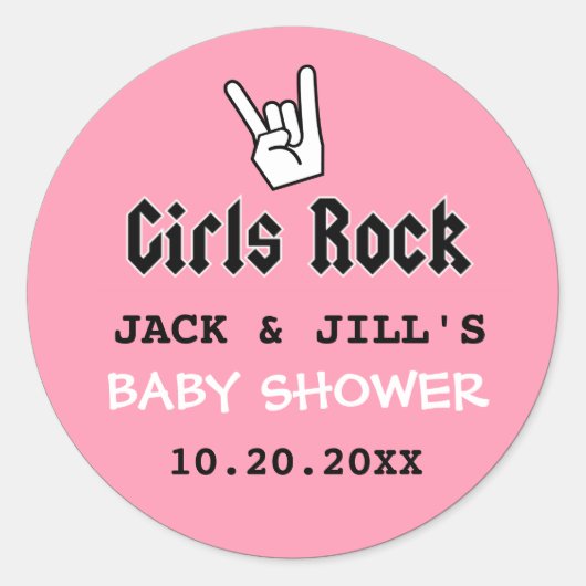 STICKER ROND BÉBÉ FILLE DOUCHE CONCERT INVITATION TICKET (Devant)