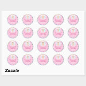 Sticker Rond Bébé Fille Douche Parties scintillant rose Princes (Feuille)