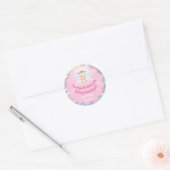 Sticker Rond Bébé Fille Douche Parties scintillant rose Princes (Enveloppe)