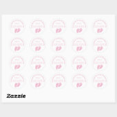 Sticker Rond Bébé fille Empreinte Baby shower rose classique ro (Feuille)