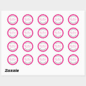 Sticker Rond Bébé Fille Rose Merci Baptême (Feuille)