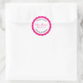 Sticker Rond Bébé Fille Rose Merci Baptême (Sac)