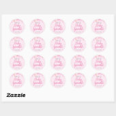 Sticker Rond Bébé Fille saupoudrer d'aquarelle rose fleurie (Feuille)