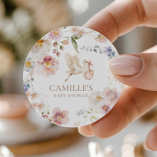 Sticker Rond Bébé Fleur Sauvage Douceur Pluie de Pétales