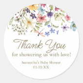 Sticker Rond Bébé fleur sauvage En Fleur Baby shower Favoriser (Devant)