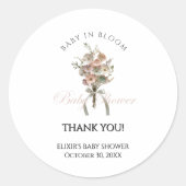 Sticker Rond Bébé Fleur sauvage habillé dans le Baby shower Blo (Devant)