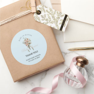Sticker Rond Bébé Fleur Sauvage Pressée en Fleur Sauna Bébé Boh