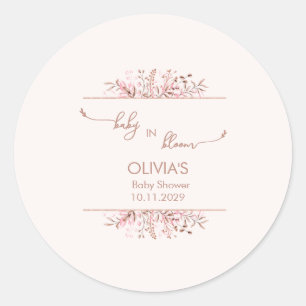Sticker Rond Bébé Fleur Sauvage Rose en Fleur