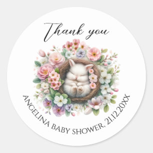 Sticker Rond Bébé fleuri coloré printemps Baby Girl Douche