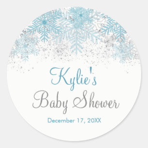 Sticker Rond Bébé Flocon de Neige Il Fait Froid Dehors Baby Sho