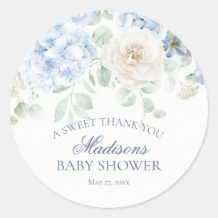 Sticker Rond Bébé floral bleu en fleur Cercle Baby shower 