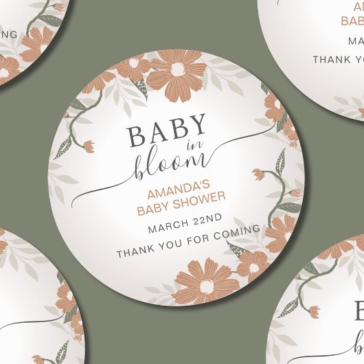 Sticker Rond Bébé floral en Merci fleuri
