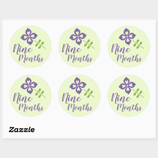 Sticker Rond Bébé floral mignon Jalon (Feuille)