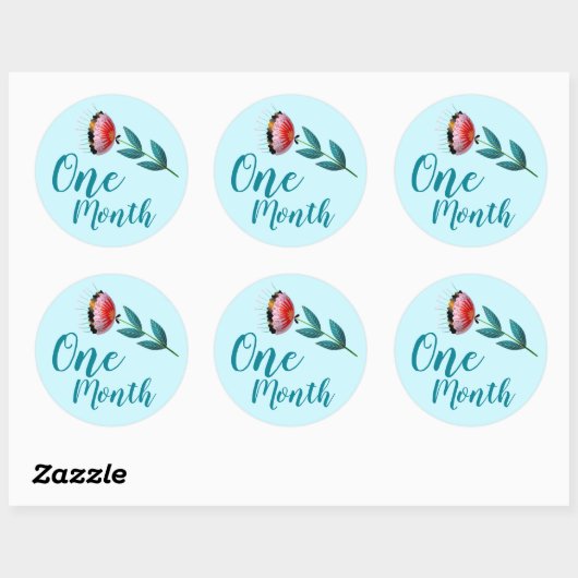 Sticker Rond Bébé floral mignon Jalon (Feuille)