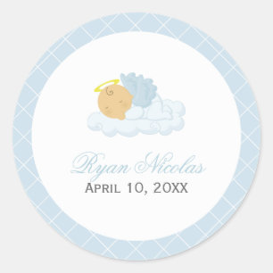 Sticker Rond Bébé garçon Baptême